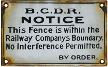 click for 12K .jpg image of BCDR enamel fence sign