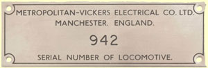 click for 8K .jpg image of Metrovick makers plate