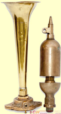 click for 15K .jpg image of GNR whistle and horn 