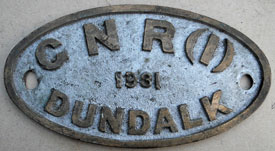 click for 16K .jpg image of GNR(I) Dundalk worksplate 1931