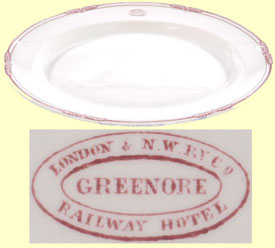 click for 13K LNWR Greenore china soup bowl by W.T Copeland