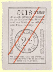 click for 12k .jpg image of MGWR parcel stamp